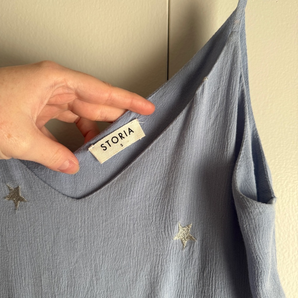 Storia Periwinkle Blue Shine Bright Swing Dress Stars Celestial Women’s Small - Picture 6 of 16